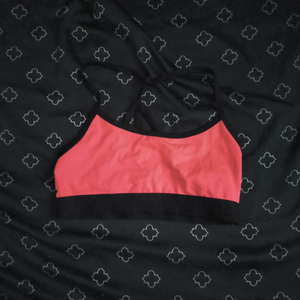 Women's Pink and Black Swim Top